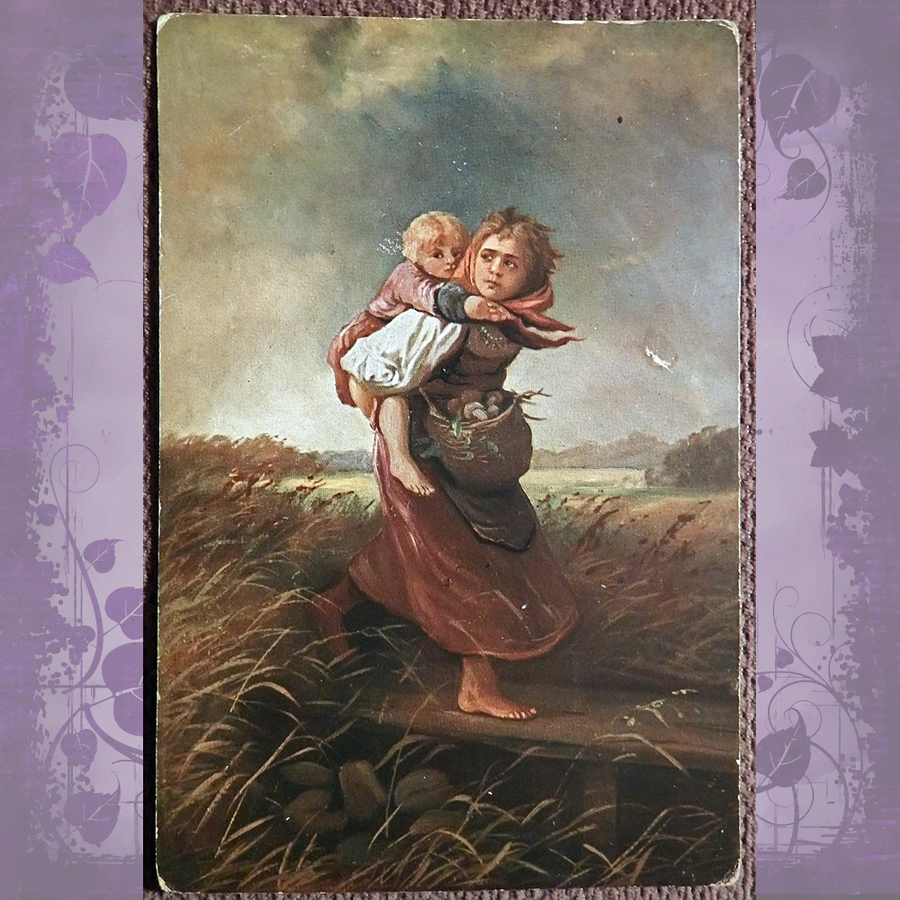 Антикварная открытка. Маковский Дети бегущие от грозы | Барахолка